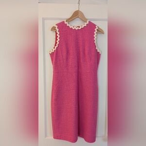 Pink Sleeveless Dress with Cream Trim